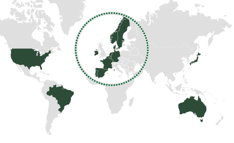 World map with VF countries